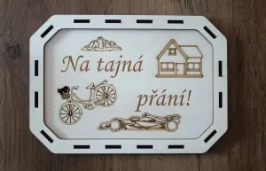 Dřevěná pokladnička - tajná přání